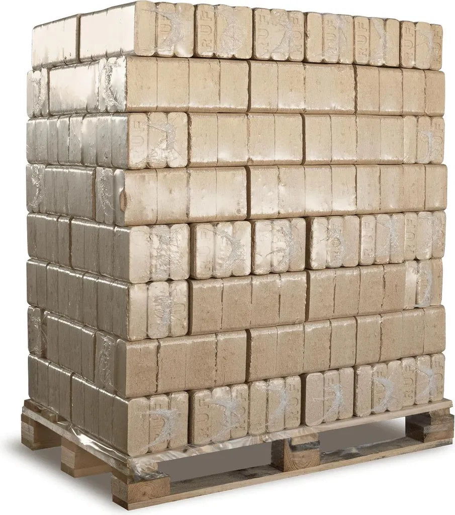 Brykiety z miękkiego drewna Heizfuxx Nestro XL Blue, 960 kg na palecie – 96 x 10 kg, drewno iglaste